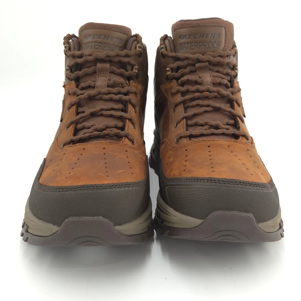 Skechers Glide-Step Randell Brecken Boots Men 11M Brown Waterproof Slip In NEW